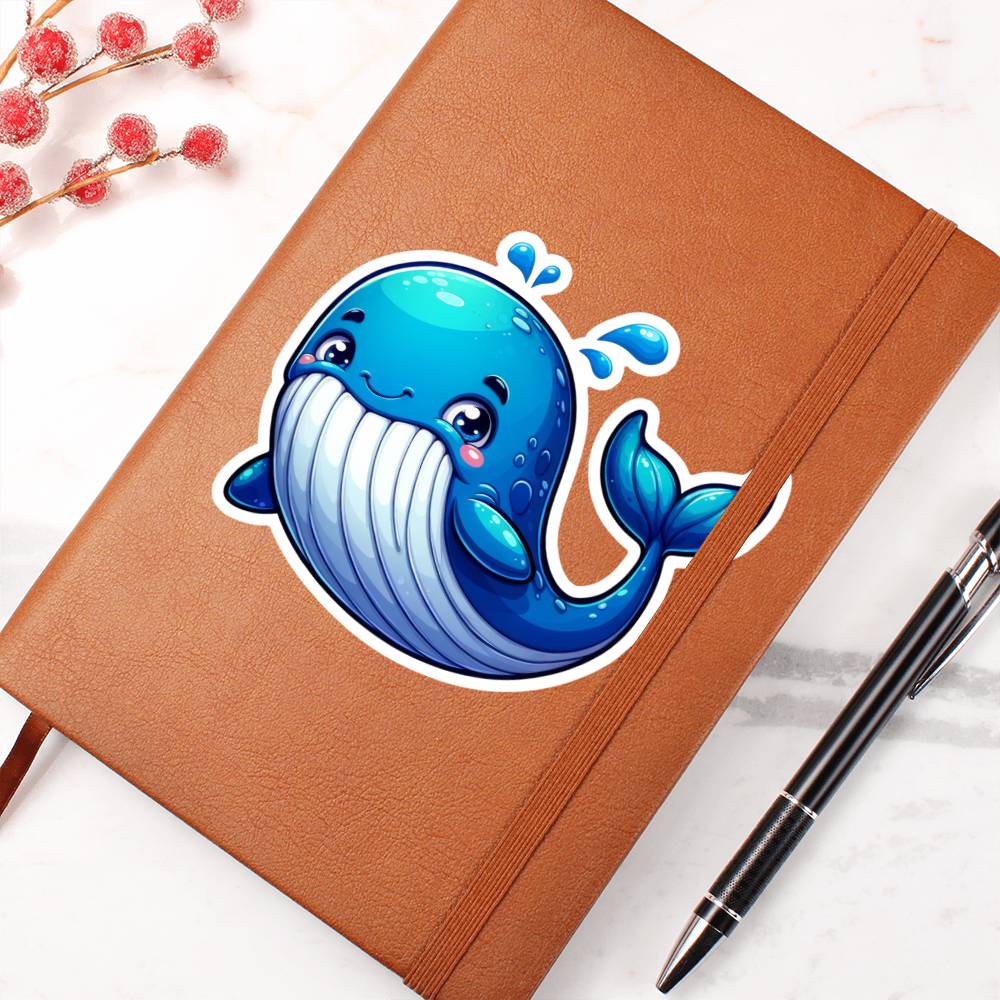 Cute Whale sticker 215 - Vegan Leather Journal