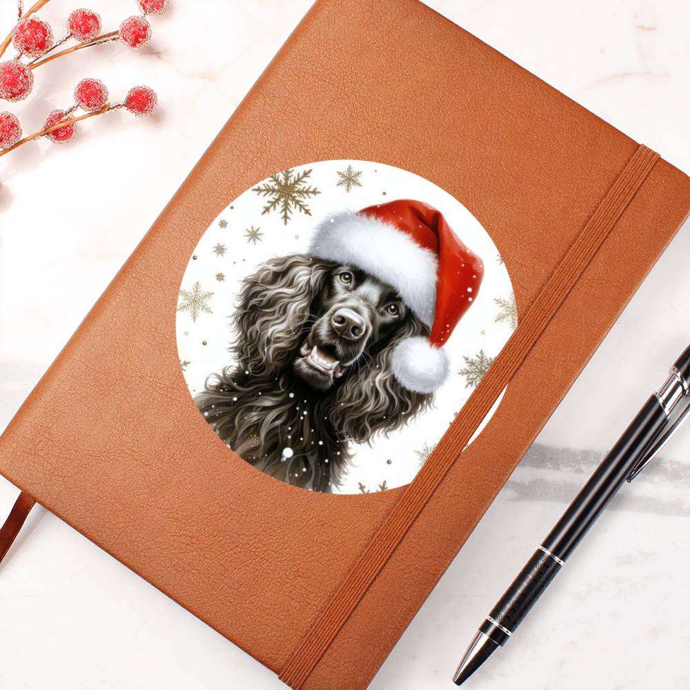 Christmas Dog - Irish Water Spaniel - Vegan Leather Journal