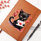 Valentine's Day Black Cat 047 - Vegan Leather Journal