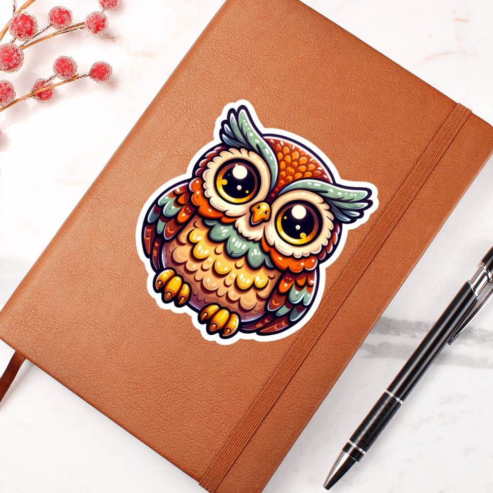Cute Owl sticker 115 - Vegan Leather Journal