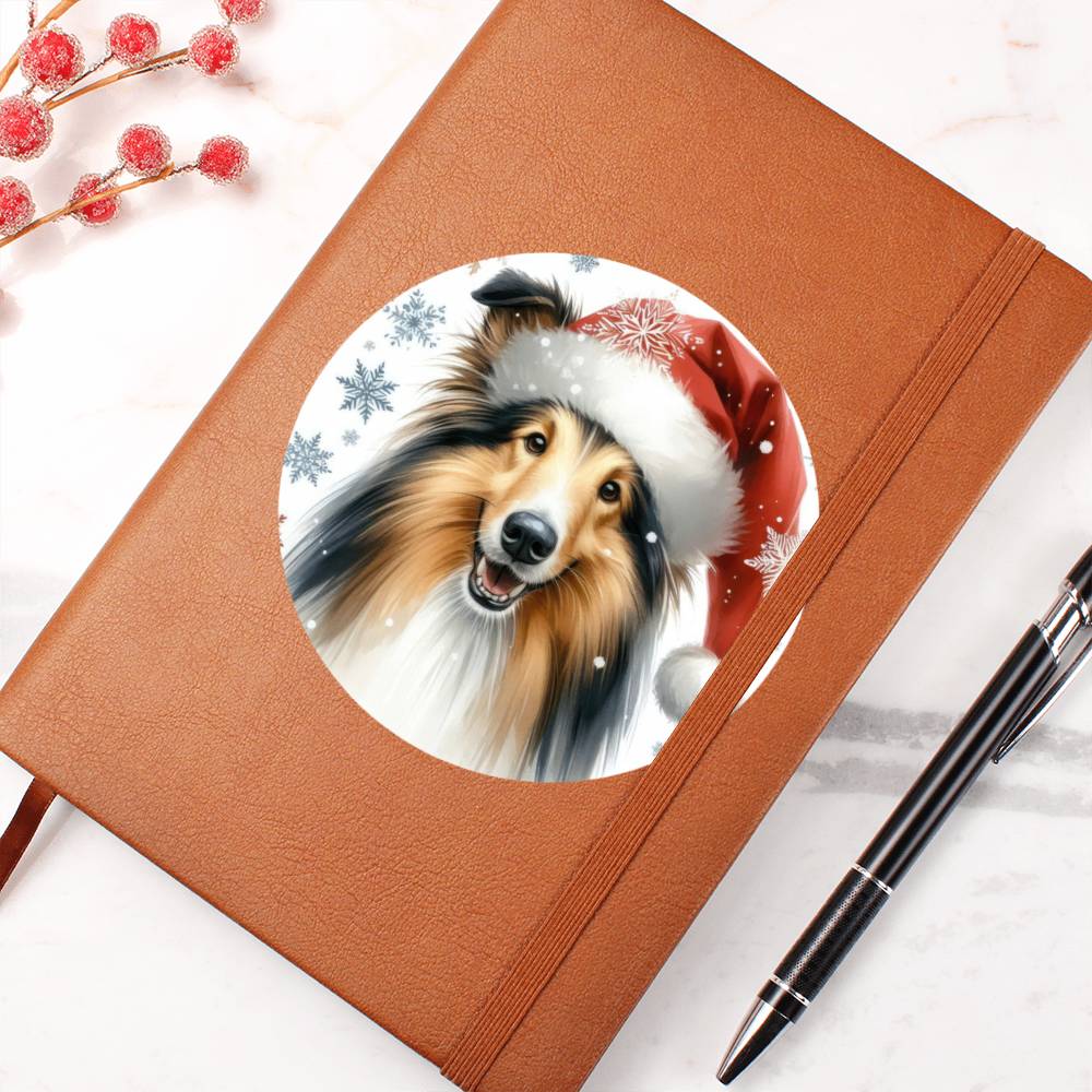 Christmas Dog - Collie - Vegan Leather Journal