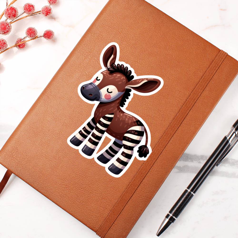 Cute Okapi sticker 106 - Vegan Leather Journal