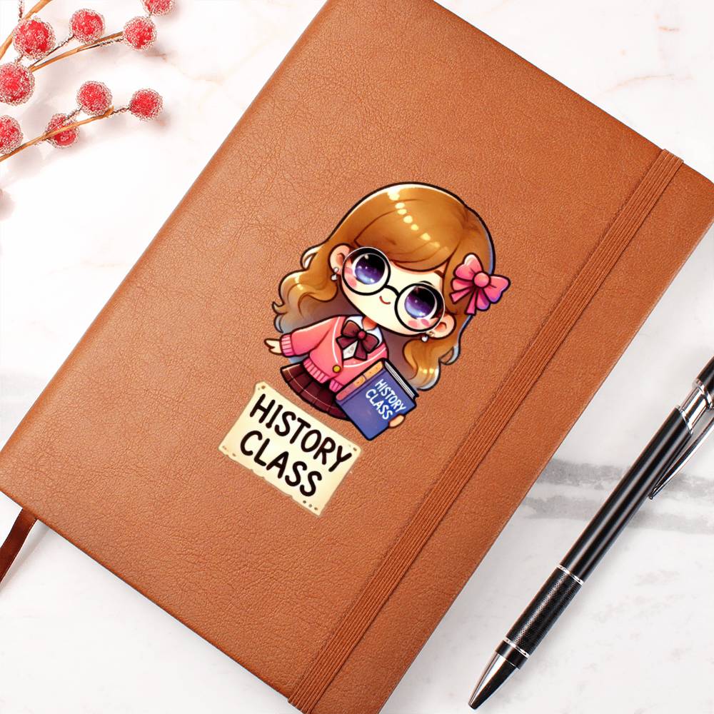 Cute Back to School Sticker 051 - Vegan Leather Journal