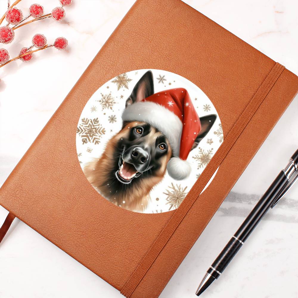 Christmas Dog - Belgian Malinois - Vegan Leather Journal