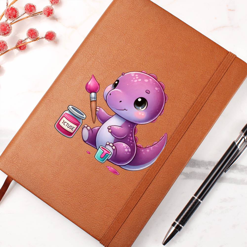 Colorful Baby Dinosaur 049 - Vegan Leather Journal