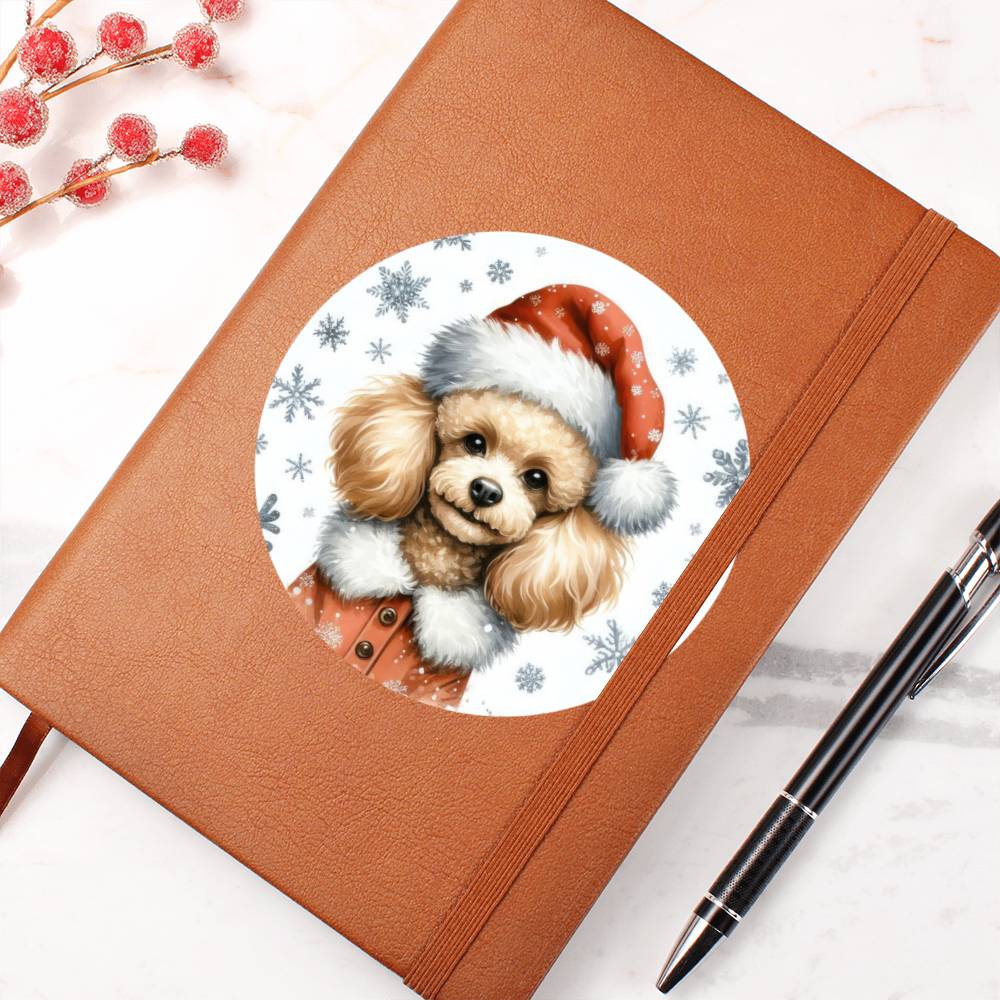 Christmas Dog - Toy Poodle - Vegan Leather Journal