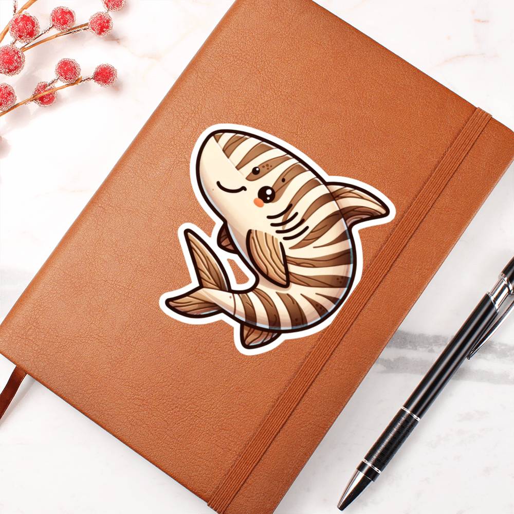 Cute Zebra Shark sticker 223 - Vegan Leather Journal