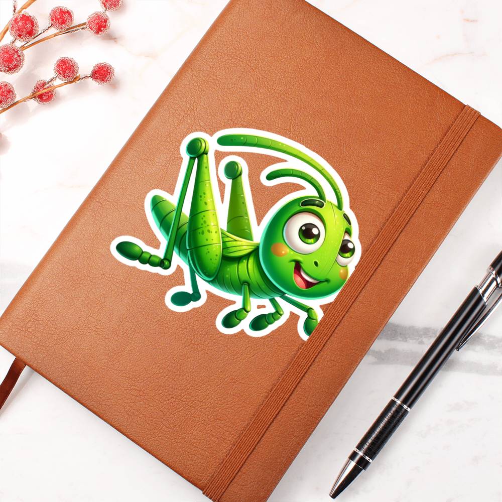 Cute Grasshopper sticker 64 - Vegan Leather Journal