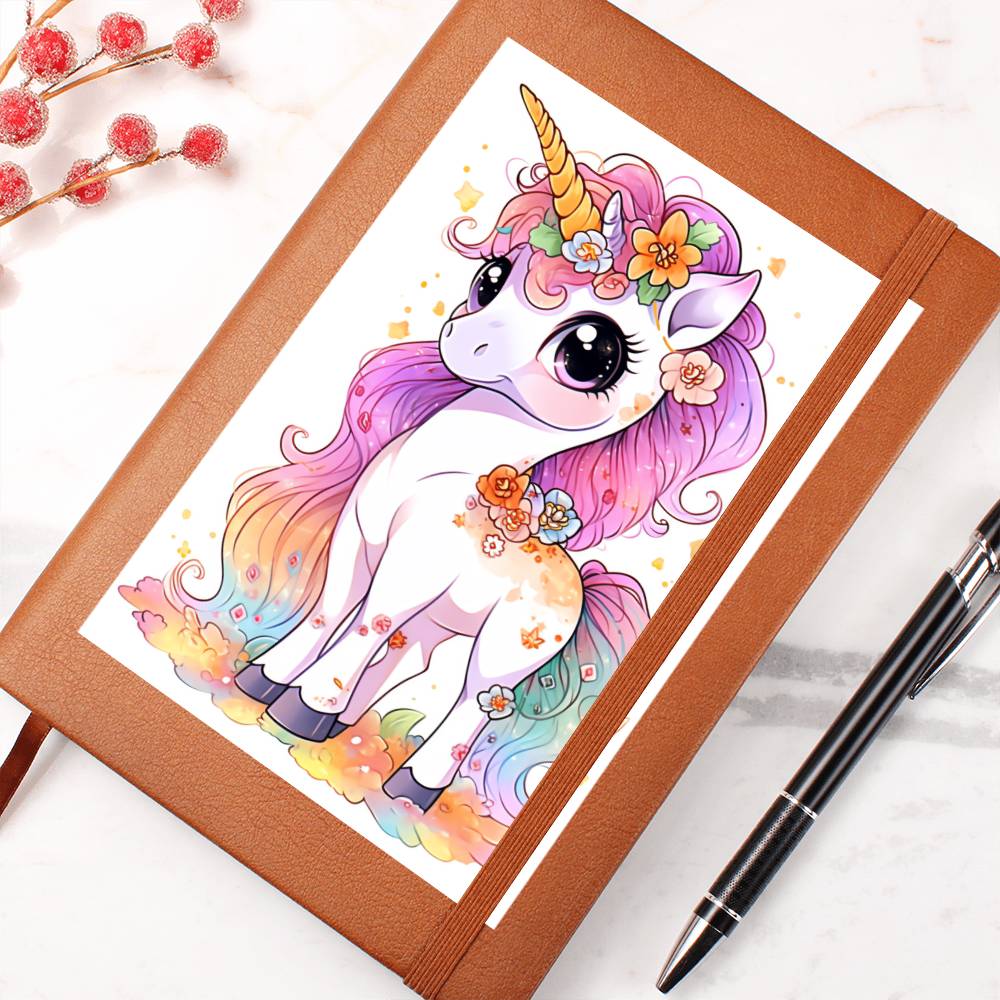 Cute Unicorn 095 - Vegan Leather Journal