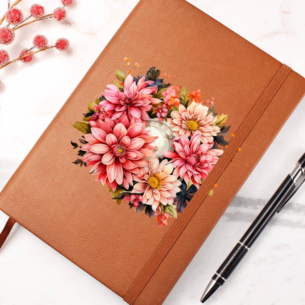 Floral Flower Wreath 142 - Vegan Leather Journal