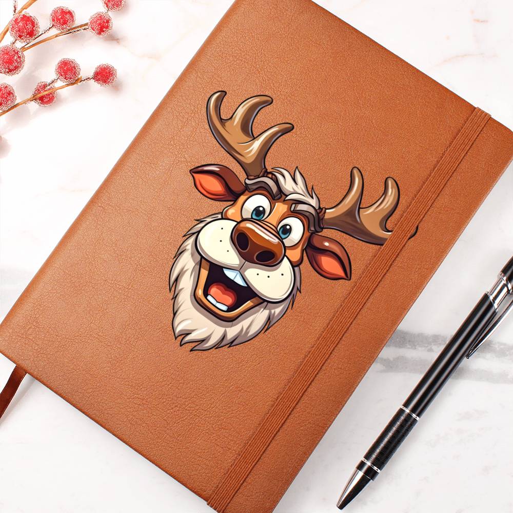 Funny Reindeer Face 08 - Vegan Leather Journal