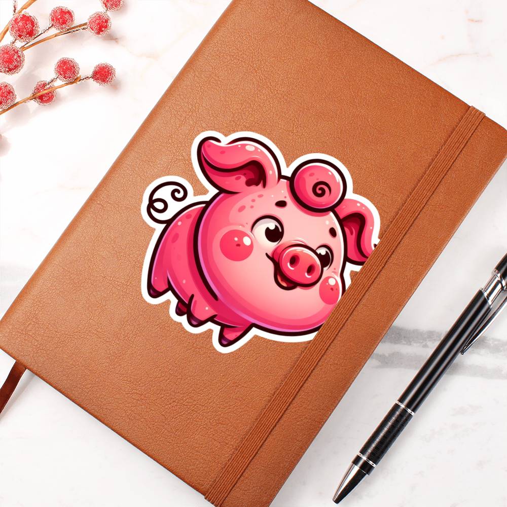 Cute Pig sticker 126 - Vegan Leather Journal