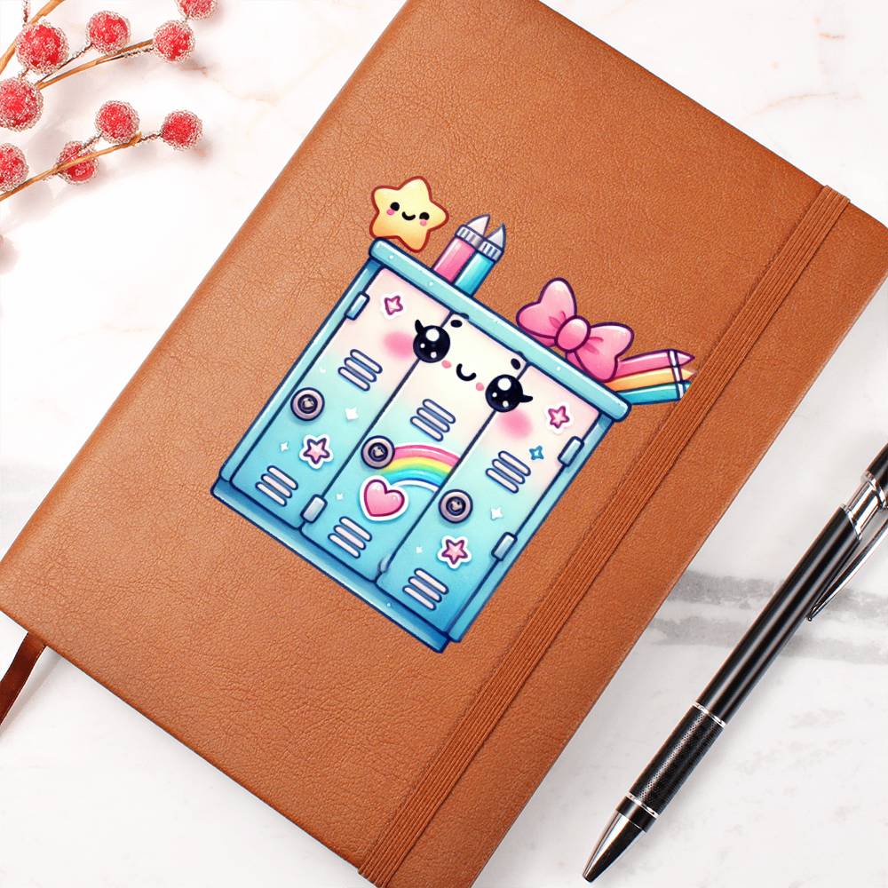 Cute Back to School Sticker 075 - Vegan Leather Journal