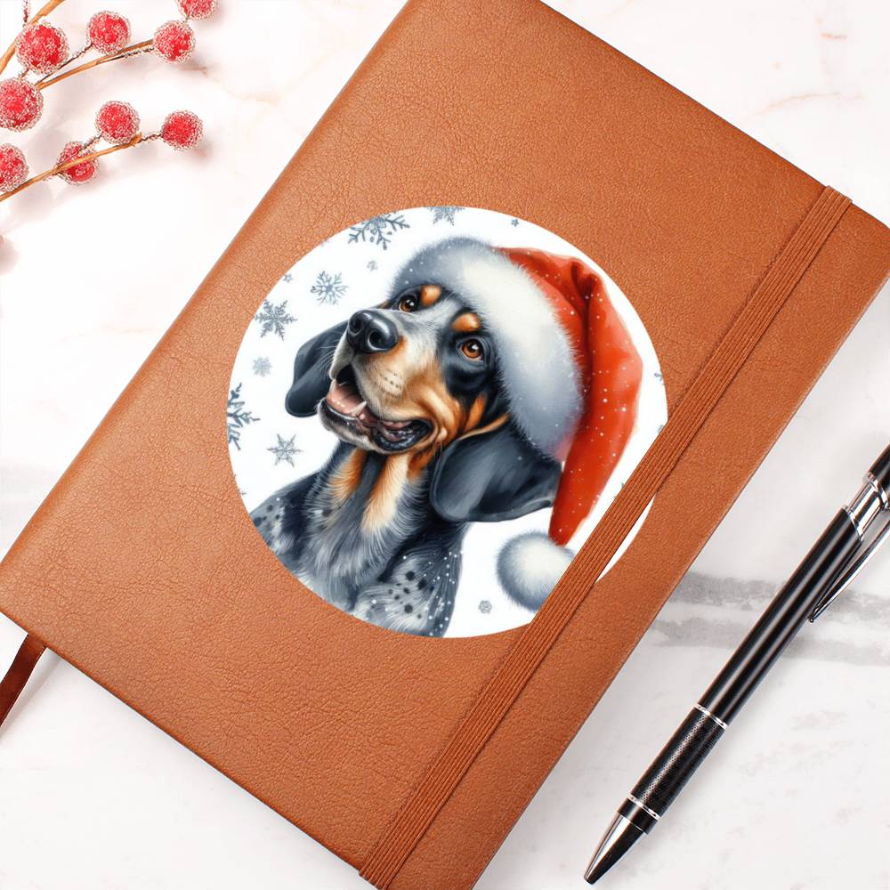 Christmas Dog - Bluetick Coonhound - Vegan Leather Journal