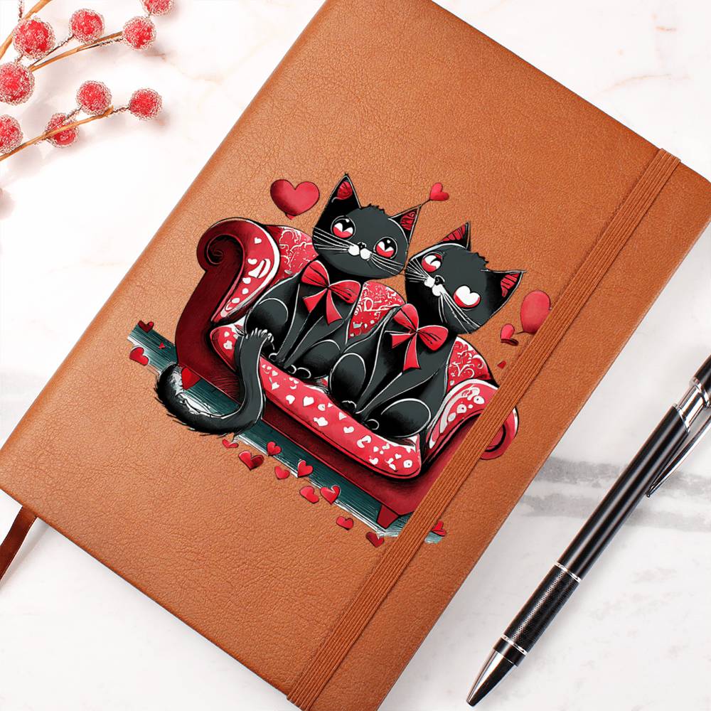 Valentine's Day Black Cat 018 - Vegan Leather Journal