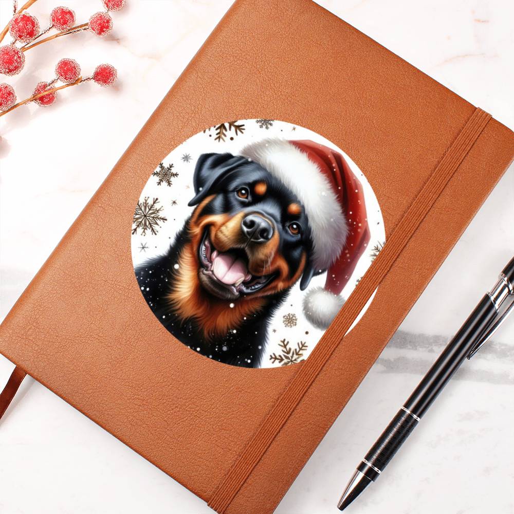 Christmas Dog - Rottweiler - Vegan Leather Journal
