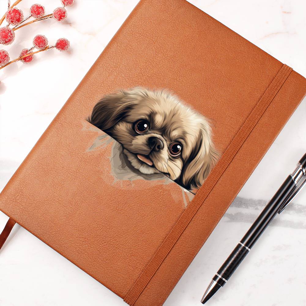 Pekingese Peeking - Vegan Leather Journal