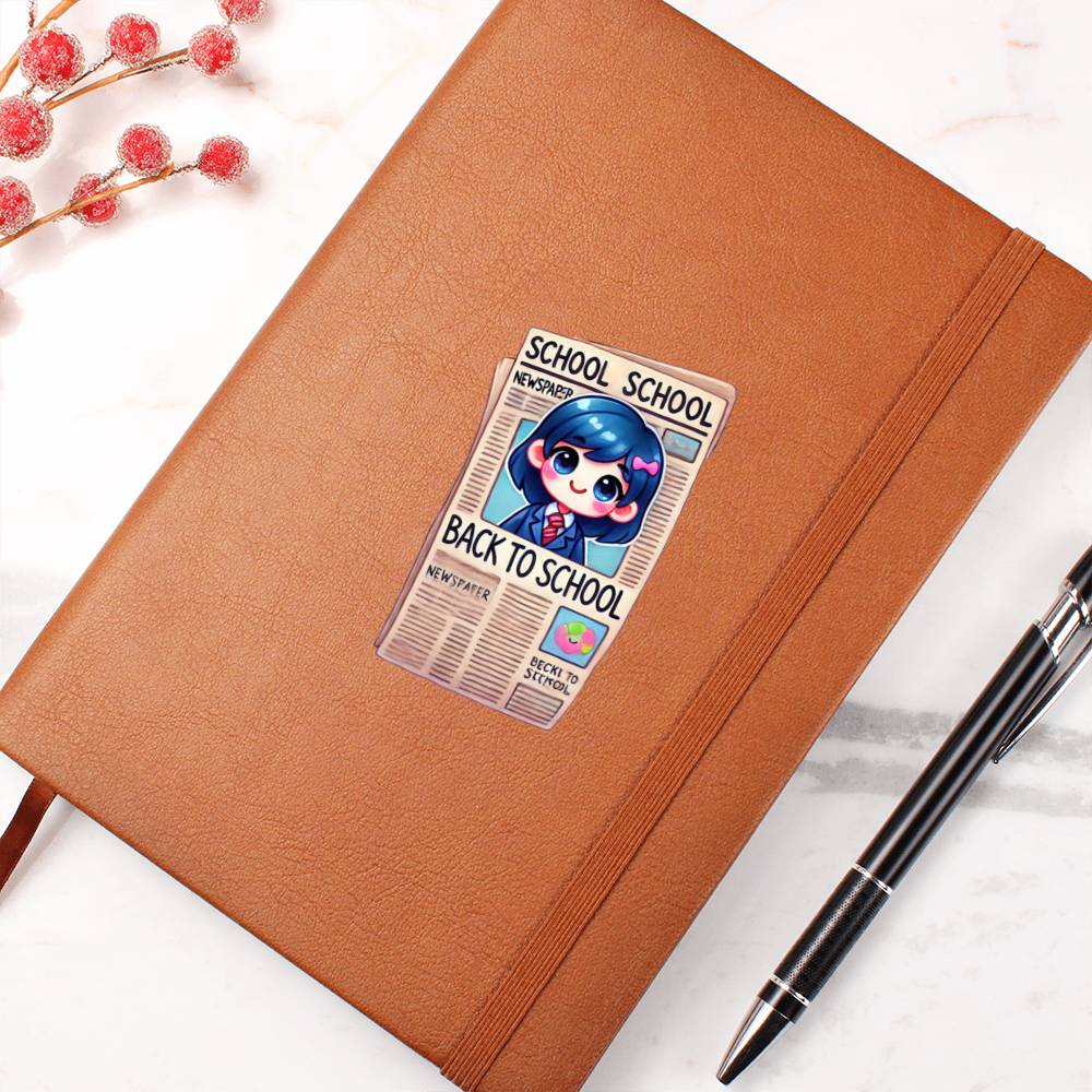 Cute Back to School Sticker 028 - Vegan Leather Journal