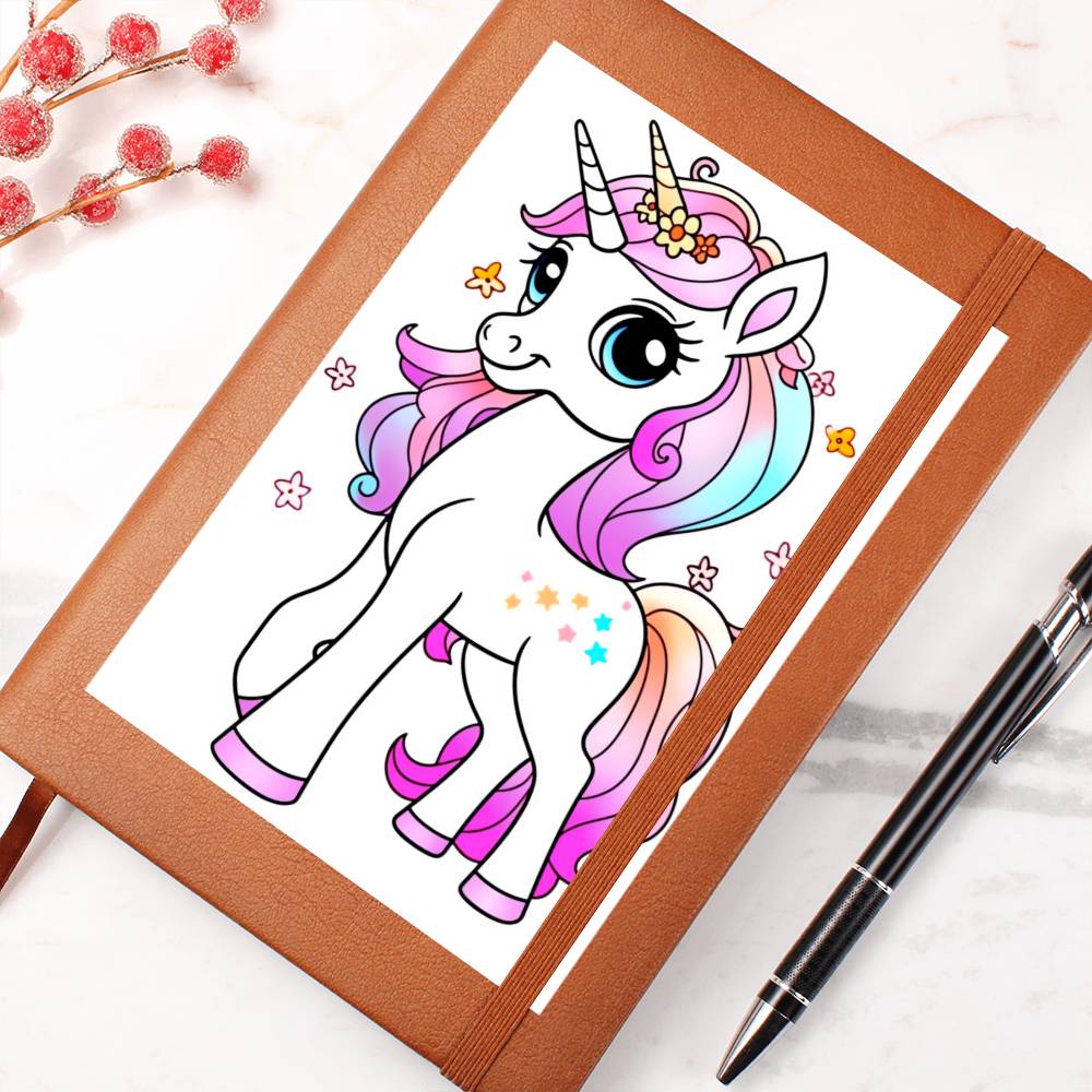 Cute Unicorn 066 - Vegan Leather Journal
