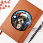 Dog Stained Glass Christmas Design 026 - Vegan Leather Journal