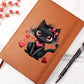Valentine's Day Black Cat 045 - Vegan Leather Journal