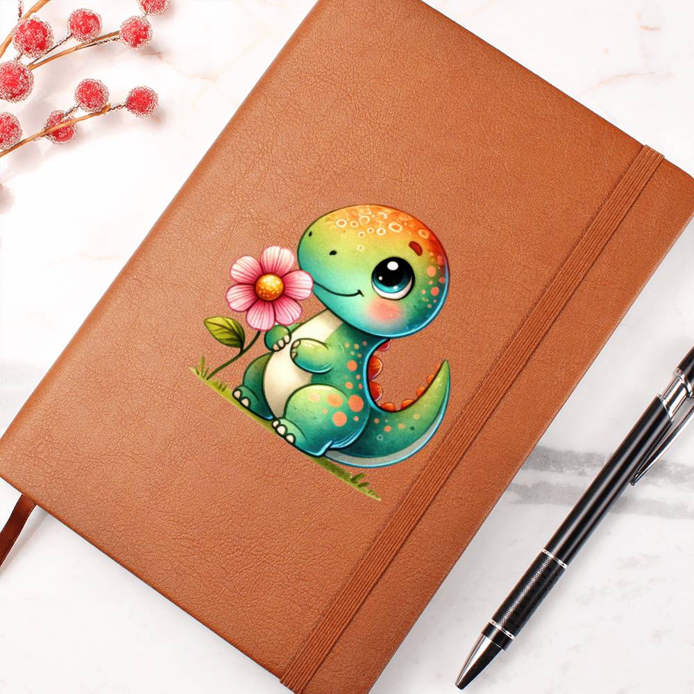 Colorful Baby Dinosaur 009 - Vegan Leather Journal