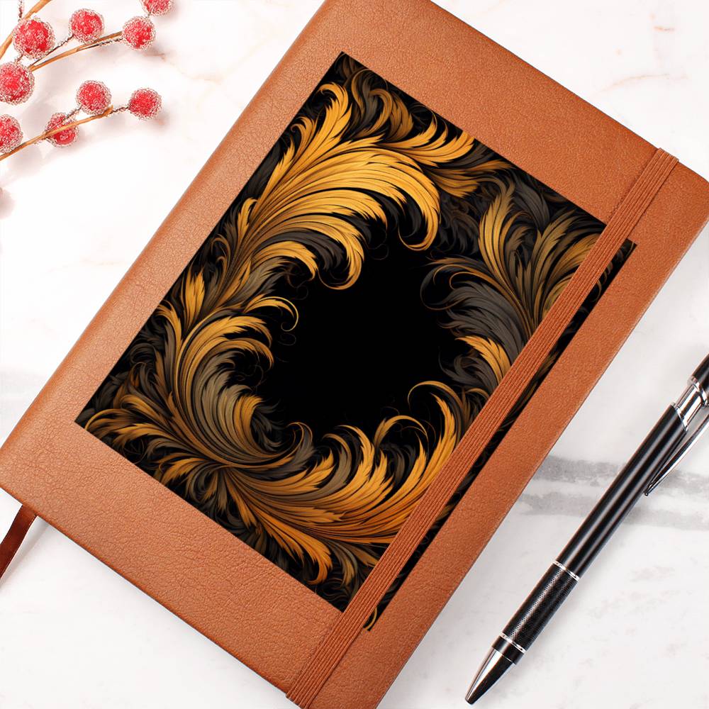 Ornate Gold Cover 008 - Vegan Leather Journal