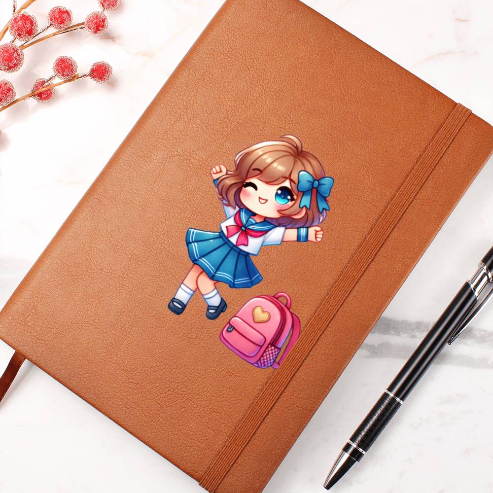 Cute Back to School Sticker 018 - Vegan Leather Journal