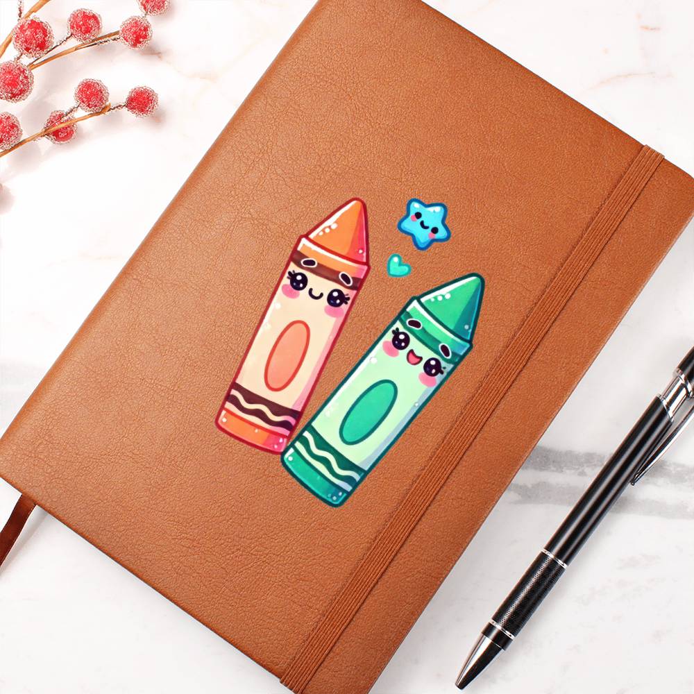 Cute Back to School Sticker 004 - Vegan Leather Journal