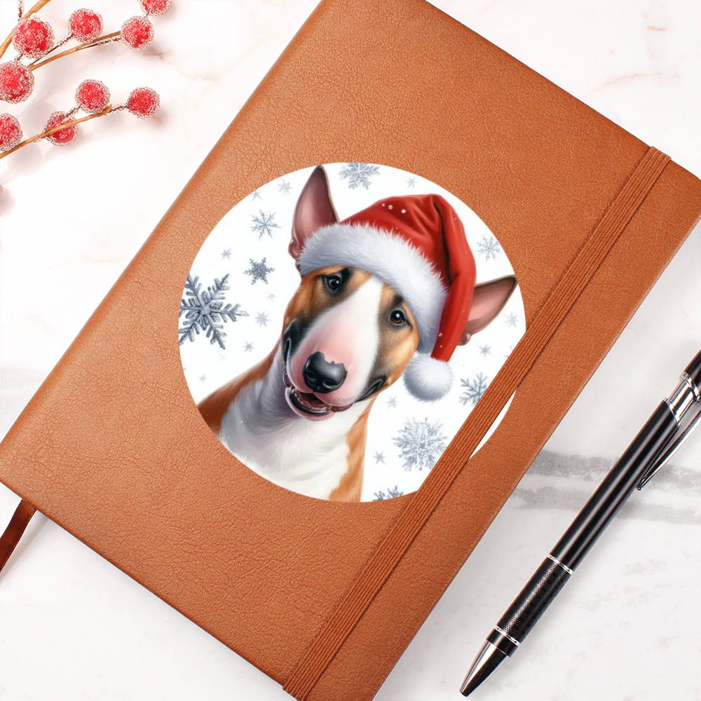 Christmas Dog - Miniature Bull Terrier - Vegan Leather Journal