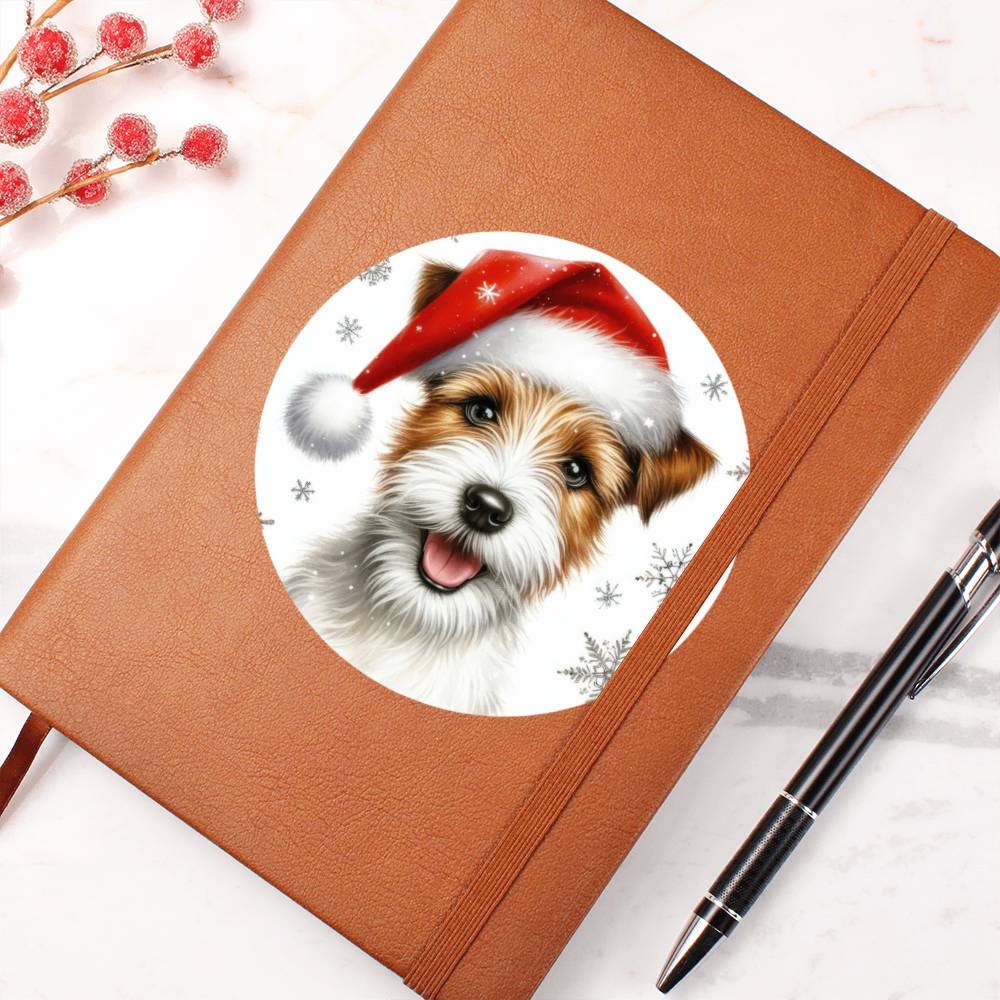 Christmas Dog - Parson Russell Terrier - Vegan Leather Journal