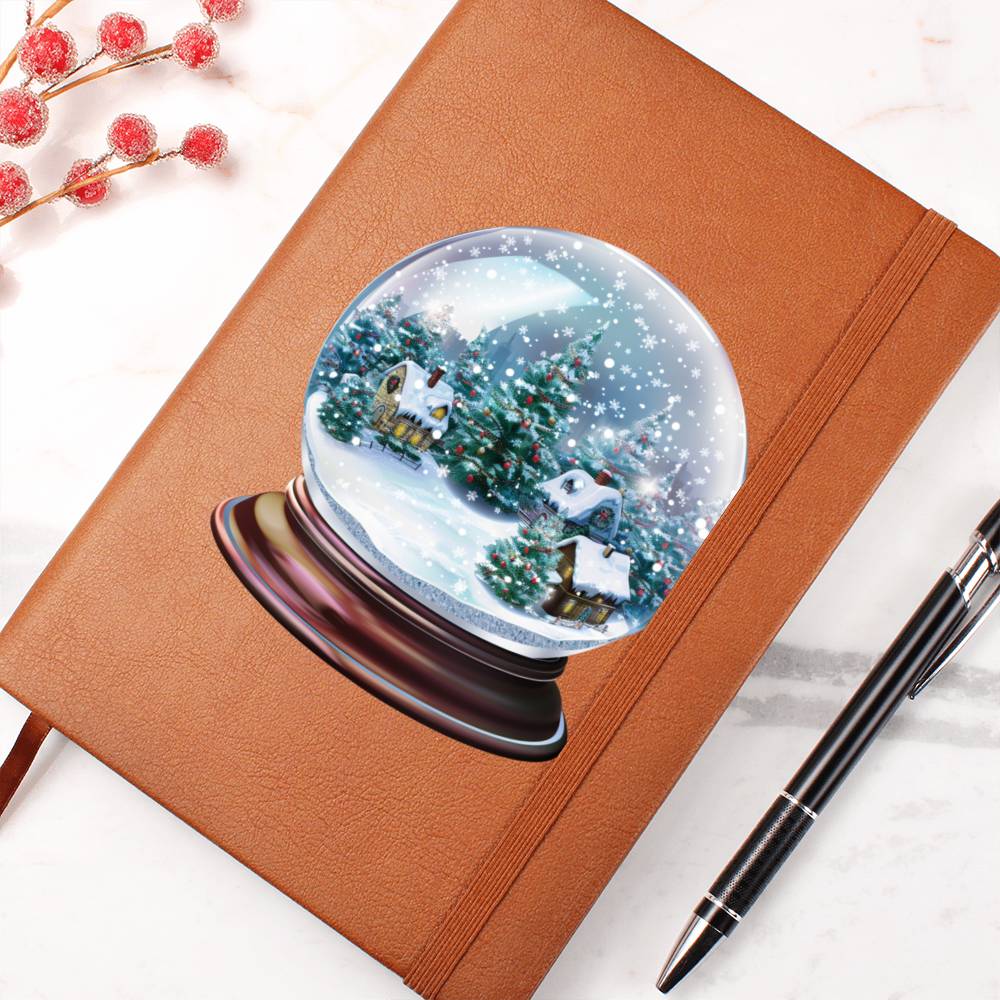 Watercolor Christmas Snow Globe 034 - Vegan Leather Journal