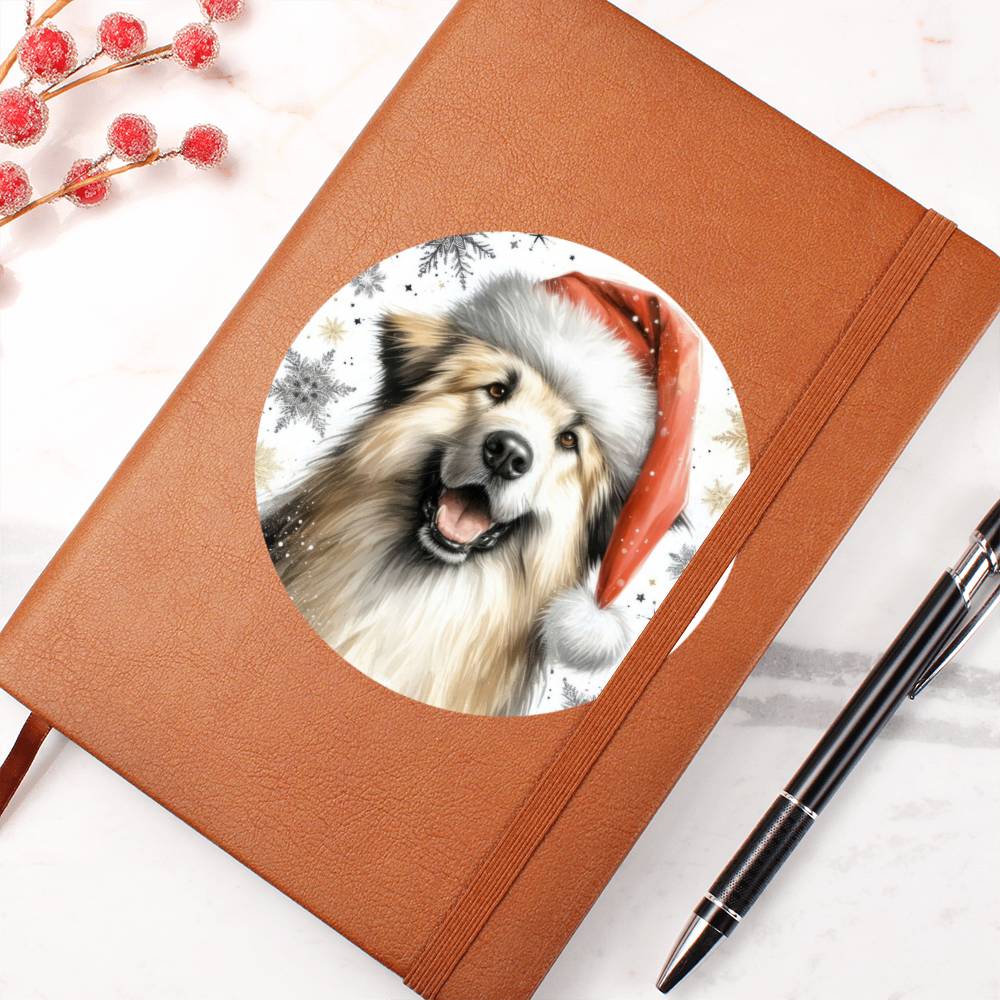 Christmas Dog - Pyrenean Shepherd - Vegan Leather Journal