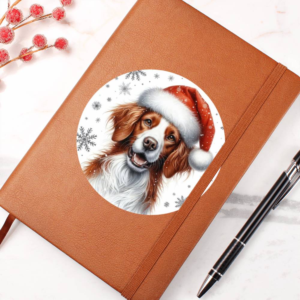 Christmas Dog - Brittany - Vegan Leather Journal