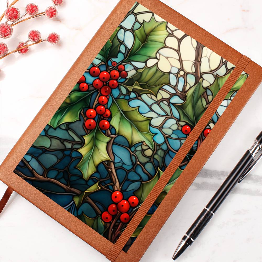 Christmas Stained Glass Design 035 - Vegan Leather Journal