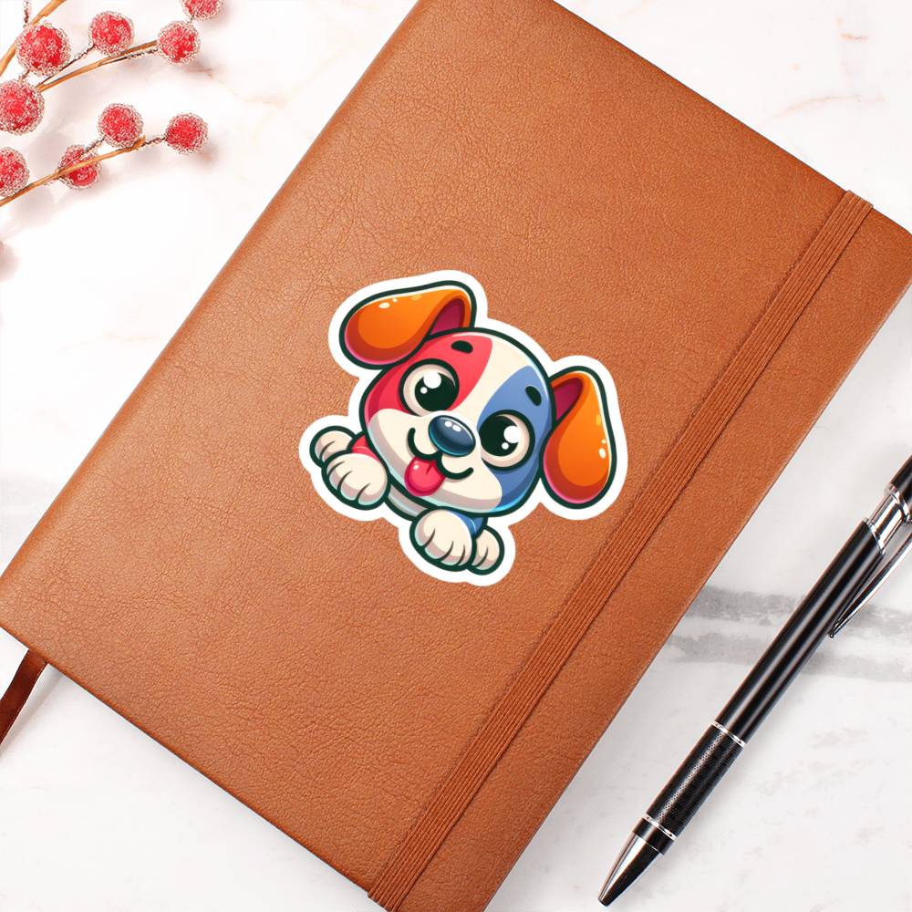 Cute Dog sticker 25 - Vegan Leather Journal