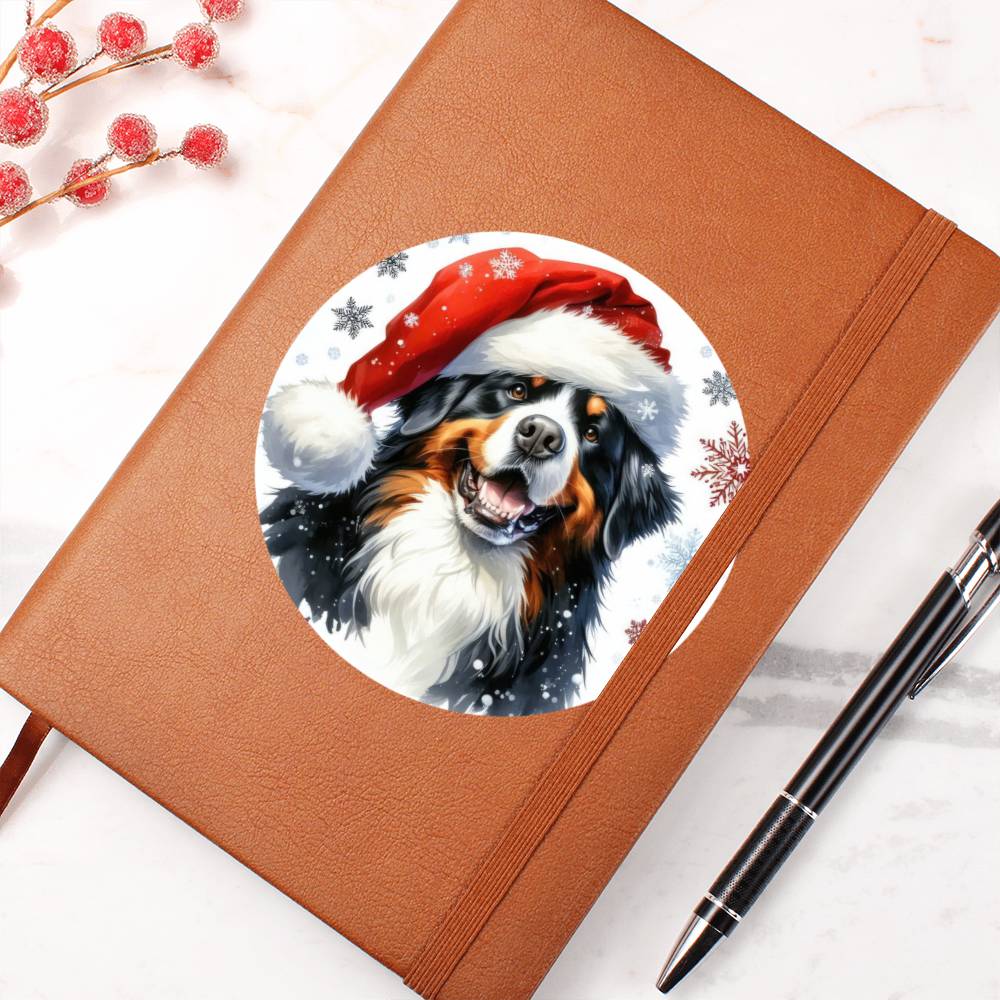 Christmas Dog - Bernese Mountain Dog - Vegan Leather Journal