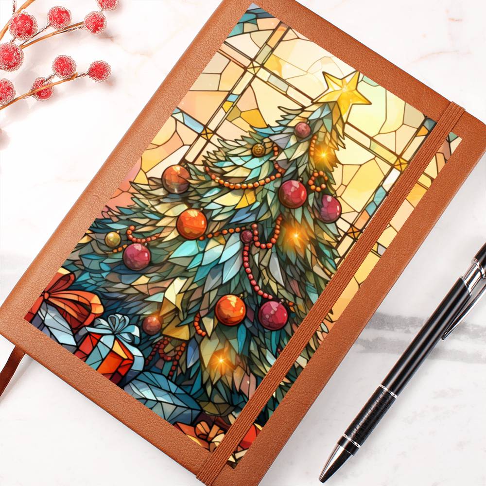 Christmas Stained Glass Design 023 - Vegan Leather Journal