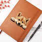 Norwegian Buhund Peeking - Vegan Leather Journal
