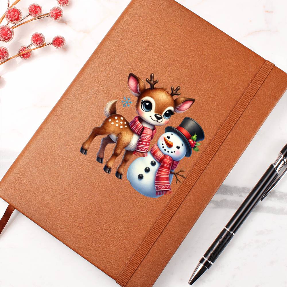 Cute Christmas Reindeer 021 - Vegan Leather Journal