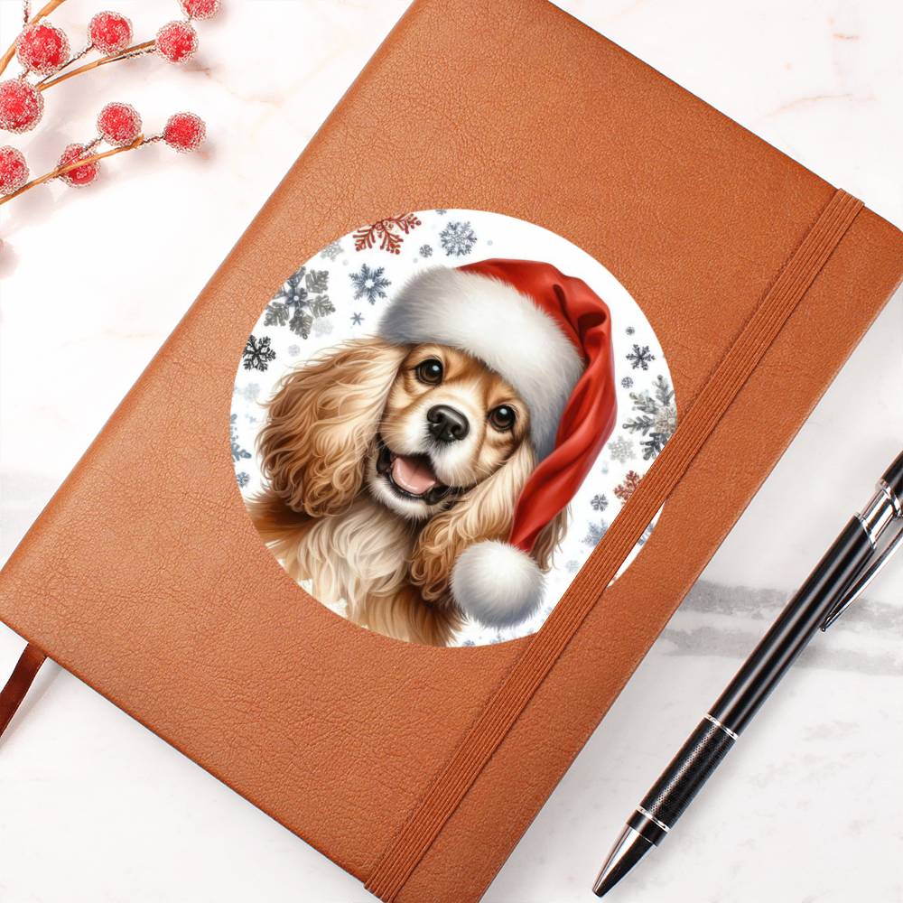 Christmas Dog - American Cocker Spaniel - Vegan Leather Journal