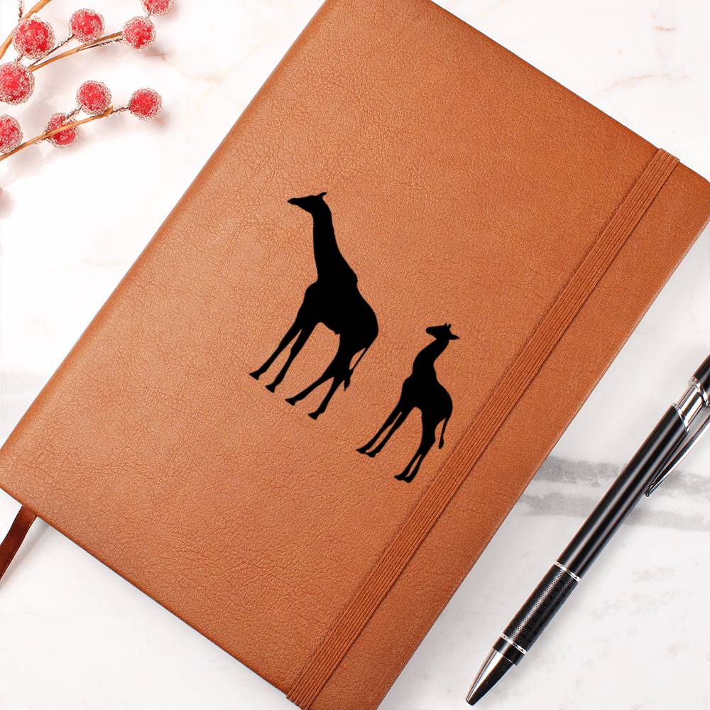 Mama Giraffe With 1 Calf - Vegan Leather Journal