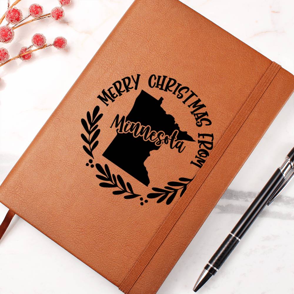 Merry Christmas From Minnesota - Vegan Leather Journal