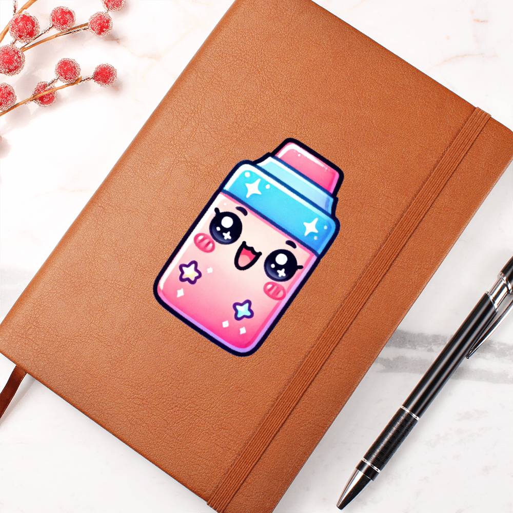 Cute Back to School Sticker 092 - Vegan Leather Journal