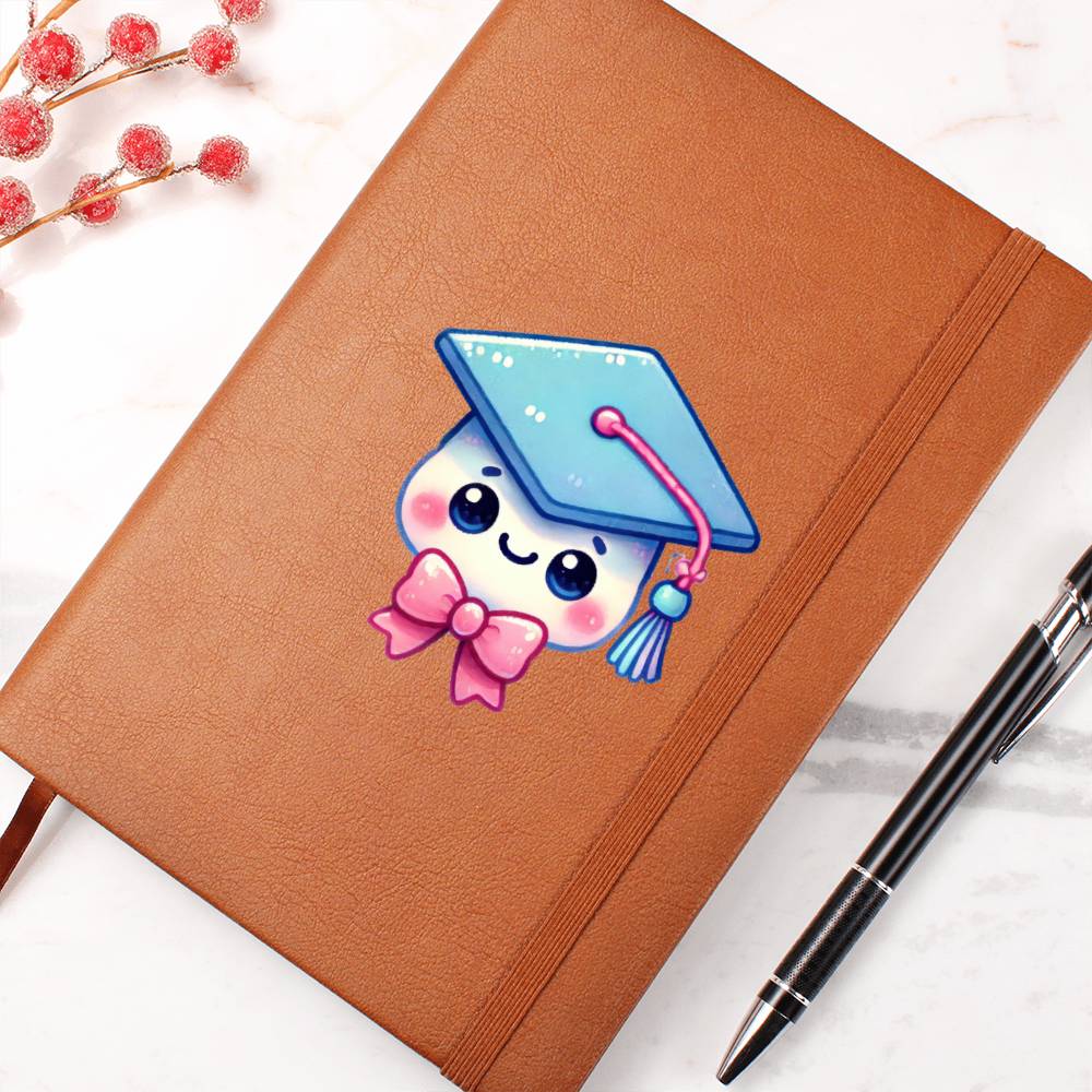 Cute Back to School Sticker 080 - Vegan Leather Journal