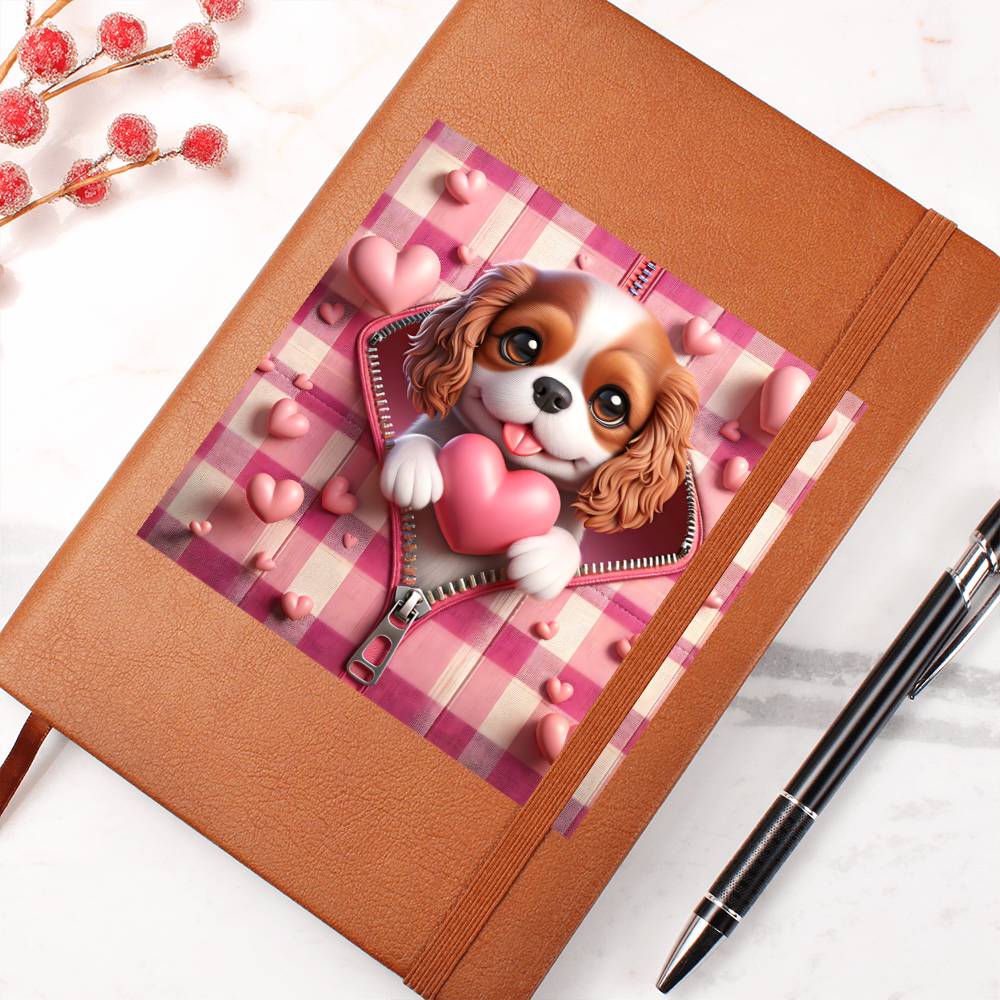 Valentine's Day Dog And Zipper 029 - Vegan Leather Journal