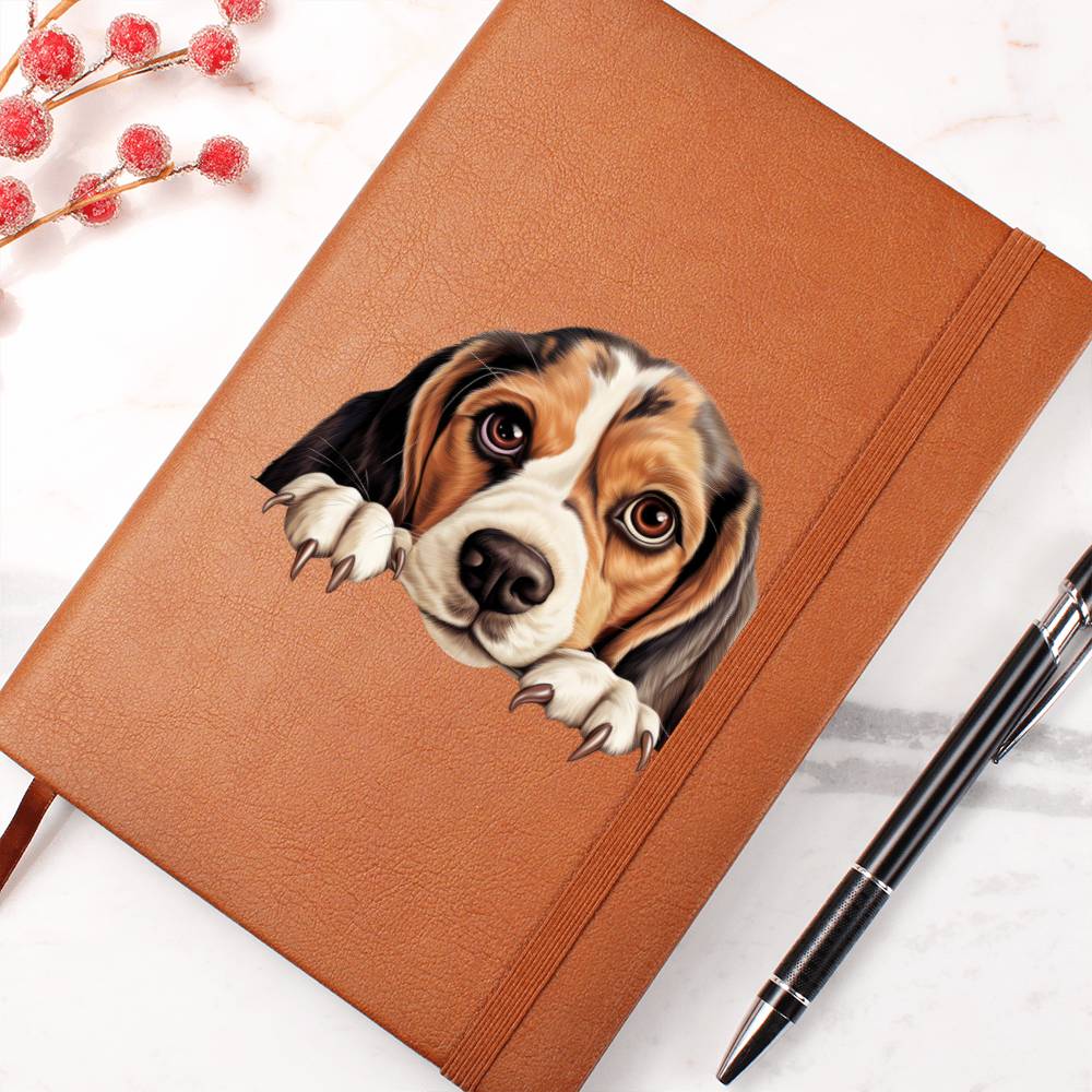 Beagle Peeking - Vegan Leather Journal