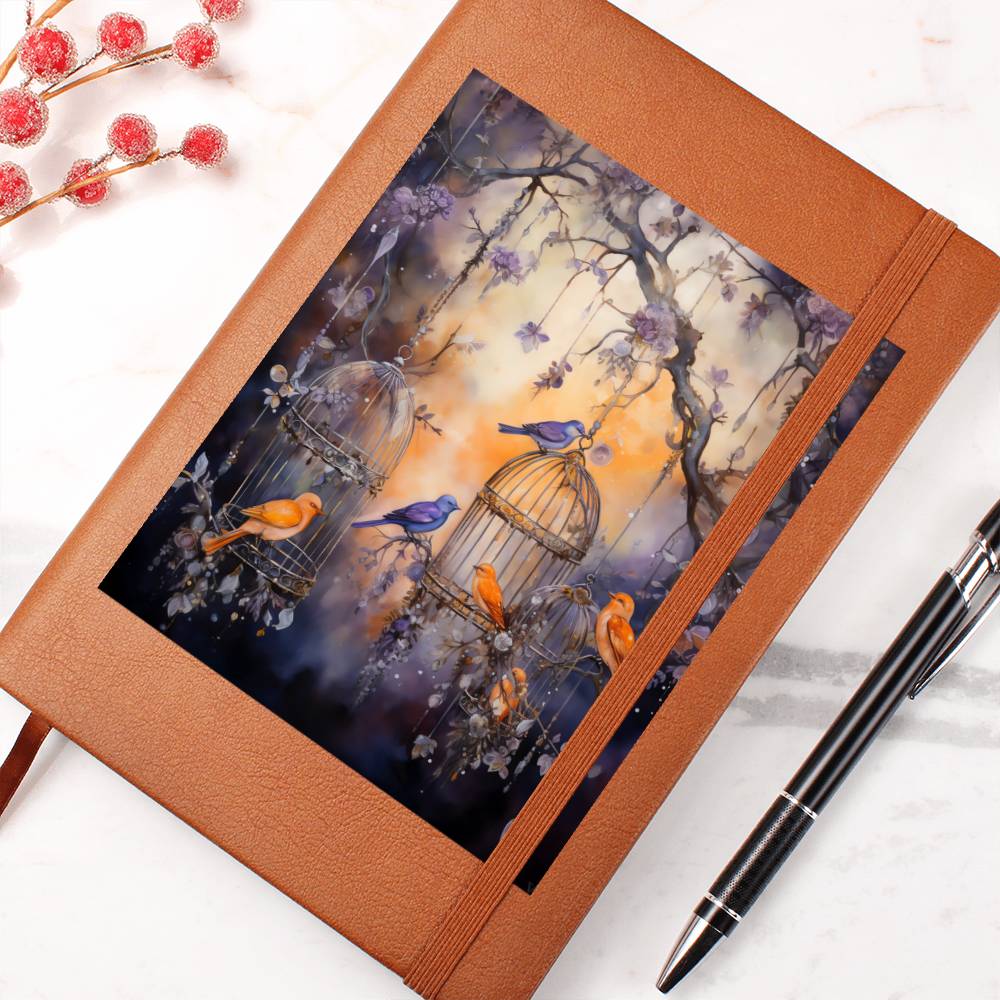 Birds And Floral Design 127 - Vegan Leather Journal