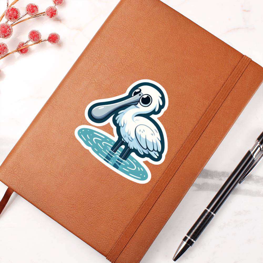 Cute Spoonbill sticker 177 - Vegan Leather Journal