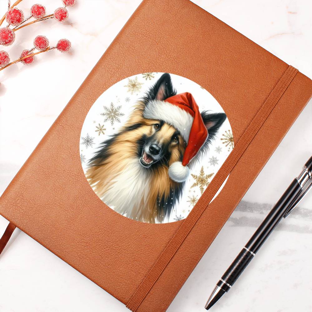 Christmas Dog - Belgian Sheepdog - Vegan Leather Journal